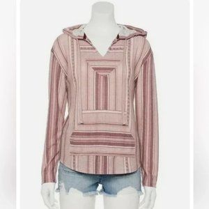 Wallflower Bohemian Salmon Pink Striped Hoodie M